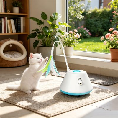 Cat Toy With 3 Replacement Feather Tufts, Interactive Toy For Exercise And Hunting Games—Party Accessory Set